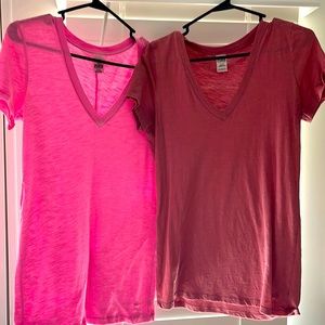 PINK V-Neck T-shirts. Size M and L.